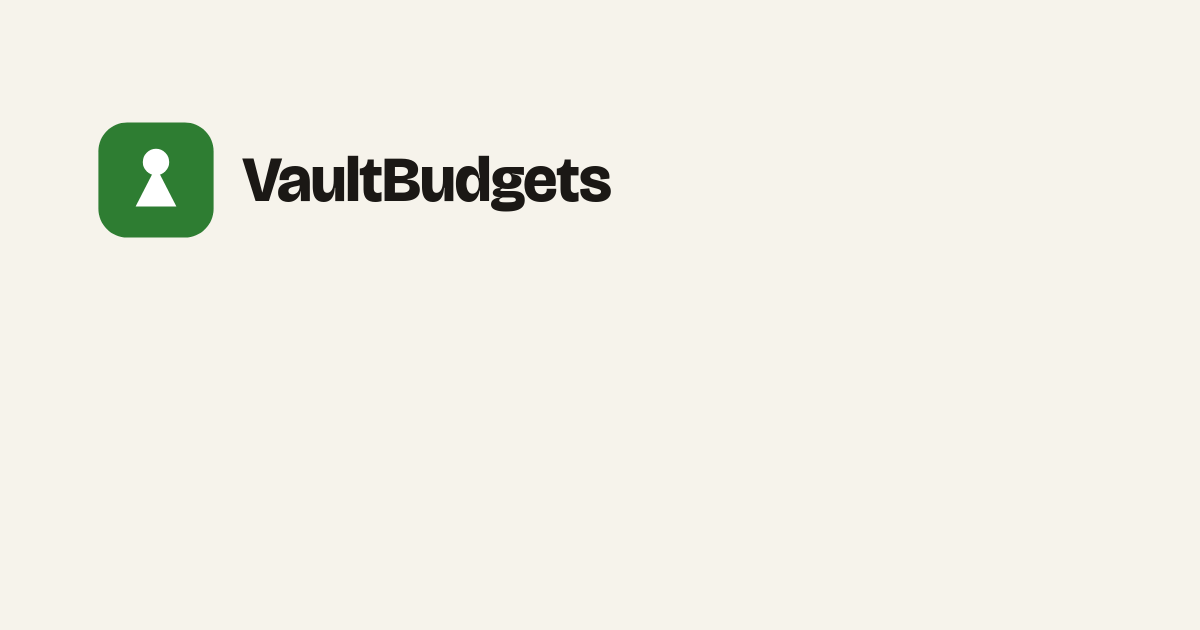 The 50/30/20 budget rule showing needs, wants, and savings split, tracked in the Vault budgeting app
