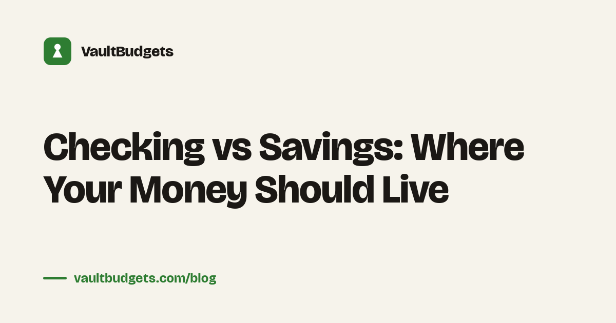 Checking vs savings accounts compared: a debit card for everyday spending on one side and a growing savings balance on the other