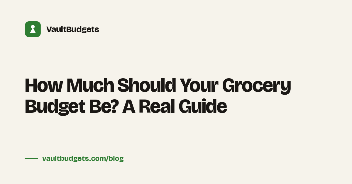 A couple planning a weekly grocery budget with a shopping list, receipts, and a calculator on the kitchen counter