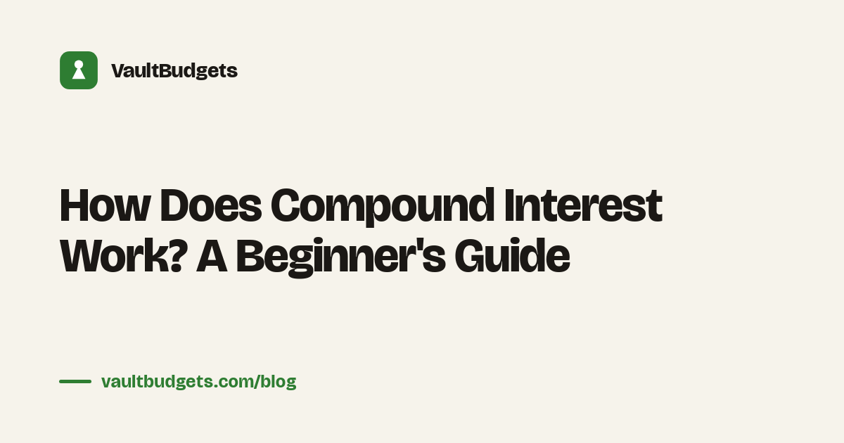 How does compound interest work: a snowball of $10,000 rolling through year 1, year 10, and year 30, growing faster at every stage as interest earns its own interest