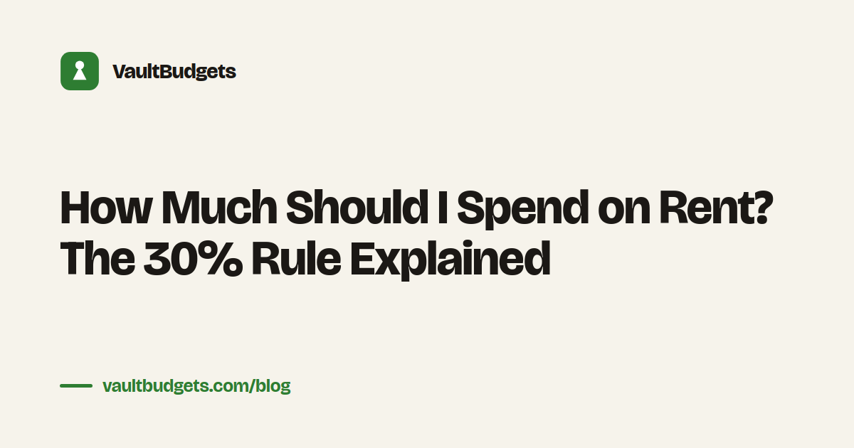 How much should I spend on rent? The 30% rule shown as a share of monthly income, tracked in the Vault budgeting app
