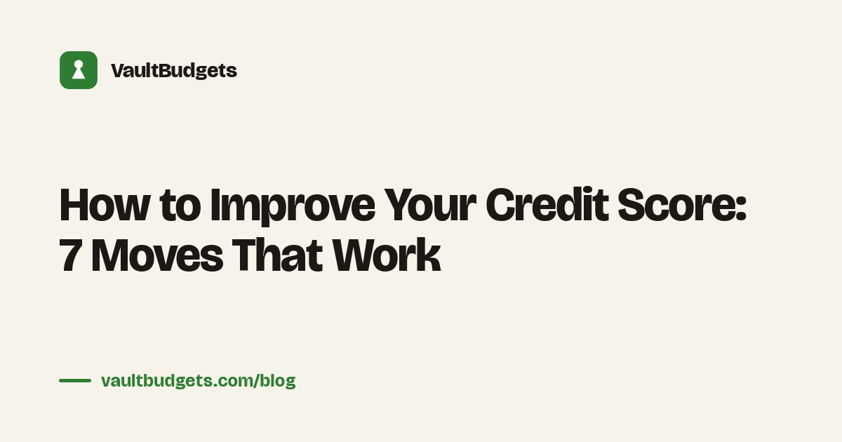 How to improve your credit score: on-time payments and low credit utilization tracked with envelopes in the Vault budgeting app