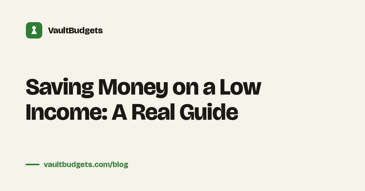 Saving money on a low income: a jar of weekly cash savings beside a phone showing a budget envelope