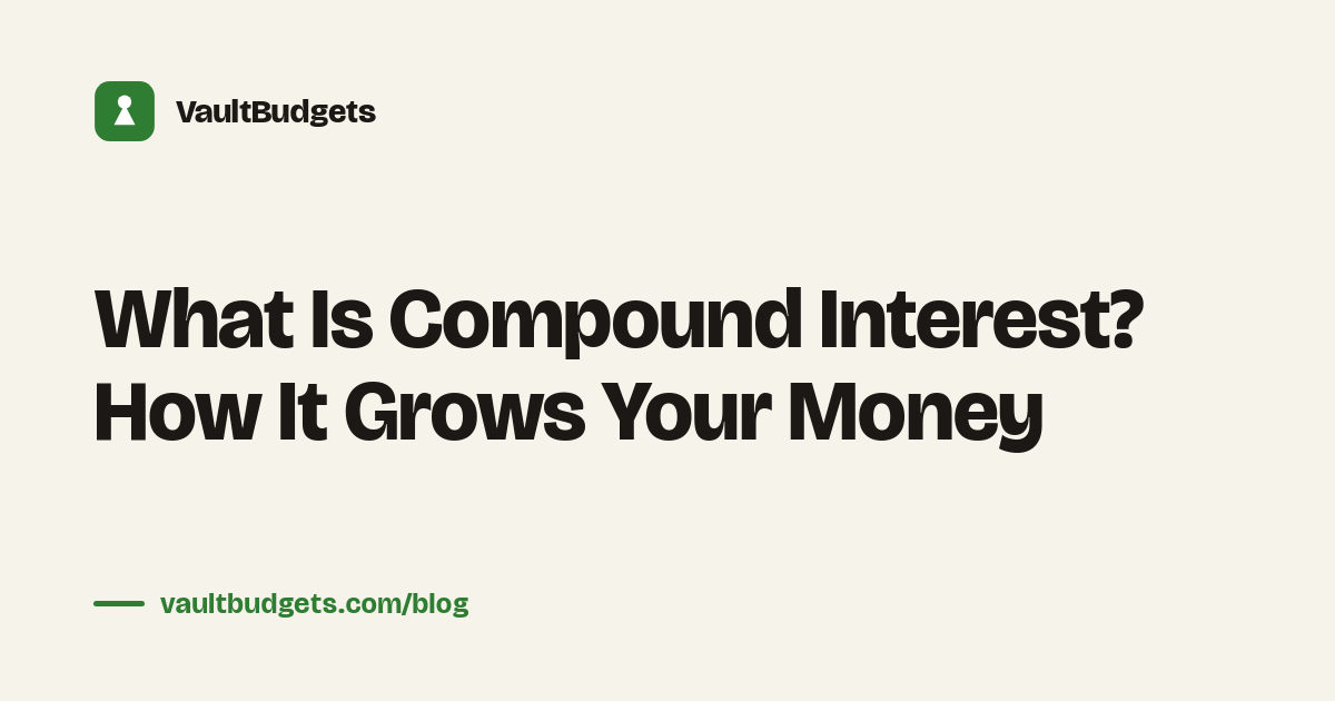 What is compound interest: a growth chart curving upward as interest earns its own interest year after year